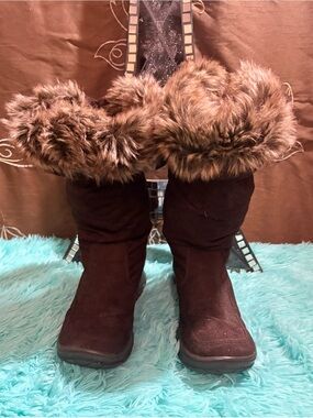 Hot Cakes “Lil Rabbit” BrownConvertible Fold Down Fur Boots Size 7